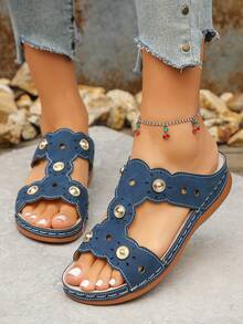 Blue Matte Finish - Round Openwork - Small Gold Clasp