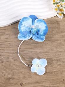 1pc Pearl Orchid Hair Clip, Multi-Color Tassel Flower Hair Clip, Sweet And Fresh Hair Accessory, Suitable For Vacation, Dating, Photography And Other Occasions, Claw Clip Style - Multicolor - View 3