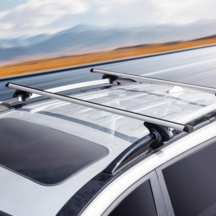 Roof Rack Cross Bars, Aluminum Roof Rack Crossbars, Fit Raised Side Rail With Gap, 200 Lbs Load Capacity, Adjustable Crossbars With Locks, For SUVs, Sedans, And Vans - 54' Crossbar Length - View 1