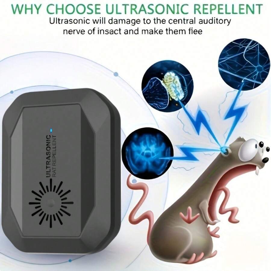 1pc Ultrasonic Mosquito Repeller - Electronic Mosquito Repelling Tool For Home, Apartment And Office - Keep Mosquitoes Away During Relaxing Indoor Time + Ultrasonic + Rat Repellent Device - Q05 - View 1