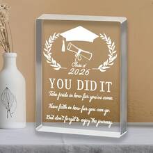 Rectangular Acrylic Transparent Graduation Gift, Graduation Season Commemorative Home Decor Hanging Ornament With Print, Congratulations On Graduation Bedroom Decorative Plaque - Transparent Version - View 1