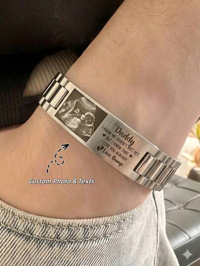 1 chiếc vòng tay đôi bằng thép không gỉ tùy chỉnh - Cá nhân hóa với ảnh và chữ - Phù hợp cho các cặp đôi, kiểu dáng đen/bạc, thời trang mùa thu, cổ điển, đơn giản, tùy chỉnh, độc đáo, món quà lý tưởng cho bạn trai, bố, gia đình, bạn bè, con trai, ông bà - Thích hợp cho kỷ niệm, Ngày Valentine, sinh nhật, Ngày của Cha, lễ tốt nghiệp.