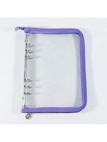 Carpeta con cremallera A5, cuaderno organizador de tapa brillante, álbum de PVC transparente, 10 hojas interiores recargables DIY, temporada de vuelta a clases - multicolor - Ver 11