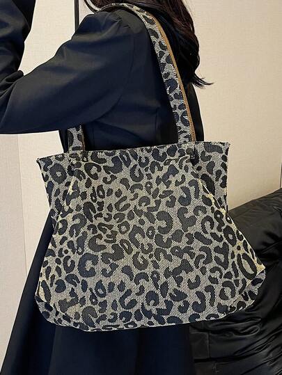 Large Capacity Tote Bag, Retro Style Faux Leather Handbag With Front Pocket For Work & Travel