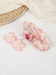 1个时尚波西米亚风人造花发夹，珍珠花瓣流苏发饰，适合女性，夏季、假日、旅行 - 彩色 - 查看 5