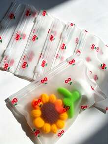 24/12pcs Cherry Cartoon Printed PVC Gift Bags, Water-Resistant And Moisture-Proof, Reusable, Suitable For Storing Small Items Such As Accessories, Stationery, And Cosmetics. - Multicolor - View 7