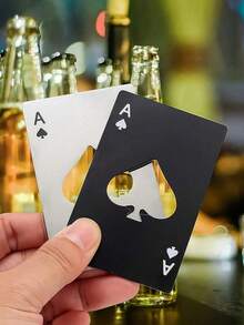 随机款式金属开瓶器，扑克牌黑桃A开瓶器，不锈钢啤酒开瓶器，适合放在钱包、口袋、房间装饰、配件中 - 彩色 - 查看 3