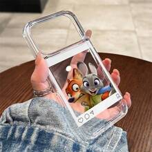 Miniso 迪士尼疯狂动物城尼克和朱迪手机壳，拍立得风格社交媒体帖子设计，适用于 iPhone 17/17 Pro/17 Pro Max/17 Air/16/15/14/13/12/11/X 系列，iPhone 17 Pro Max 手机壳，iPhone 17 Pro 手机壳，iPhone 17 手机壳，圣诞礼物，送给女朋友，送给心仪之人，初秋时尚 - 無色 - 查看 4