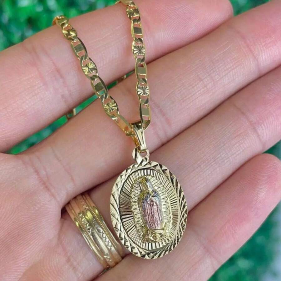 1 chiếc mặt dây chuyền hình Đức Mẹ Guadalupe - Vàng - Xem 1