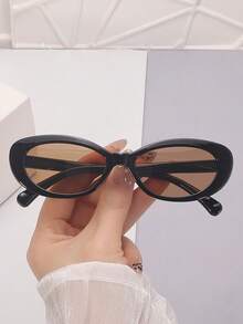 1 pieza Nuevas gafas de moda de ojo de gato, gafas con decoración floral de color degradado para fiesta en la playa - Multicolor - Ver 2