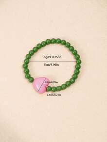 1pc Bohemian Glass Beaded Heart Charm Elastic Bracelet, Suitable For Holidays & Summer Vacation - Handmade Beaded Glass Heart Bracelet - View 11