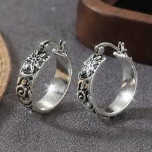 Handmade Country Style Earrings, Floral Copper Jewelry, Bohemian Dangle Earrings, Wedding Bridal Earrings, Party Jewelry Gift For Her - Antique Silver - View 3