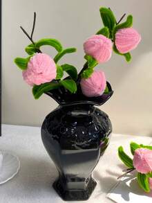 1 pieza Elegante rama de flor de durazno artificial, tallo floral fresco, sin mantenimiento, adecuado para decoración de mesa de boda, decoración de florero para el hogar - Rosa - Ver 5