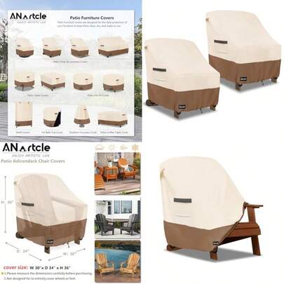 Juego de 2 s sillas Adirondack patio impermeables resistentes al agua 600D s sillas Adirondack 30 de ancho x 34 de profundidad x 36 de alto s