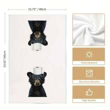 1pc Black Bear Pattern Kitchen Towel, Bathroom Towel, Dish Cloth, Cute Style, Absorbent & Quick Drying, Super Soft Microfiber Material, Rectangular 40*60CM Digital Printing, Suitable For Home Kitchen Decor, Outdoor Party Decoration - Multicolor - View 4