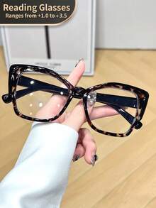LiMiaoMiao 1 pièce Lunettes de lecture extra larges style chat eye, style vintage pour femmes, verres transparents, grossissement de +1,0 à +3,5 pour ordinateur et lecture - transparent - Voir 11