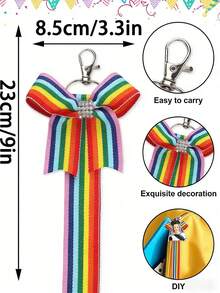 1 Stück/5 Stück/10 Stück Regenbogen Cheerleader Schlüsselanhänger, gestreifter glitzernder Cheerleader Abzeichen Schlüsselanhänger für Rucksack, Pride Monat Geschenk, LGBTQ Dekoration - Regenbogen-Schlüsselanhänger - Übersicht 8