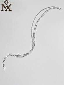 1件 Niche INS 风格 925 纯银双层手链，精致闪耀的奢华简约叠戴设计，日常佩戴百搭，女友生日周年纪念礼物，时尚高端珠宝礼品 - 銀色 - 查看 3