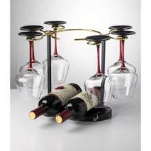 Homya - Estante de exhibición vertical para copas de vino mesa de cocina gabinete de vino enfriador de vino + 2 botellas 6 copas de vino estantes de vino de primera calidad - Jinfu26 - Ver 9