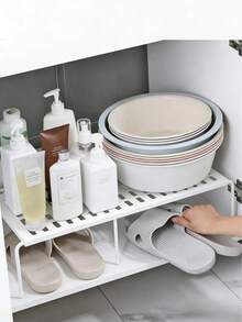 1pc Foldable Expandable Shoe Organizer Rack - Grey - View 13