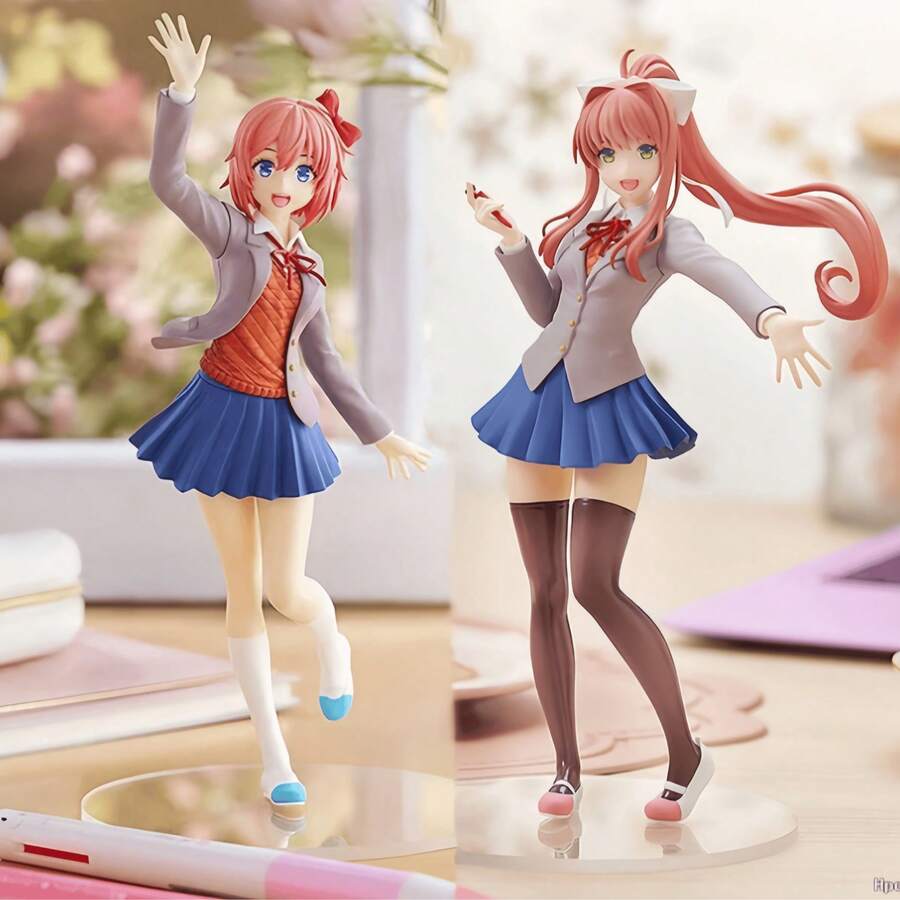 1pc Heartbeat Literature Club ABS Material 1817 Literature Club Monika Anime Figurine, Posable Cute Collectible Model - Multicolor - View 1