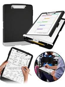 1pc Large Capacity File Storage Box - Personalized A4 Size, With Clipboard, Storage Function Clipboard, Nurse Essential, Pen Holder, File Clip, File Storage Box, 2-In-1 Learning Material Storage Box - Ultimate Organization And Information Classification - Office Desk Accessory, School Supplies - Document Box With Built-in Pen Holder - View 2