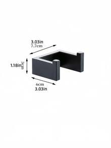 1pc Thick Square Tube Stainless Steel Bathroom Storage Hanging Rack, Towel Ring, Toilet Paper Holder, Bathroom Hook, Towel Storage Bar - Black - View 11