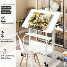Mobile Bedside Table With Adjustable Height, Ideal For Home Office Use, Portable Laptop Workstation, Black Standing Desk - White - View 2