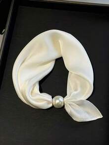 1pc Bandana Magnetic Clasp Scarf, New Arrival Pearl Buckle Scarf, Fashionable Elegant Neck Scarf Accessory For Women - Multicolor - View 5
