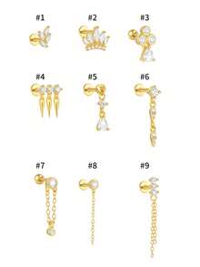 1pc 925 Sterling Silver Hypoallergenic Earring Stud With Hip Hop Element, Suitable For Women And Men, Best Gift For Girlfriend And Sister - Single - View 2