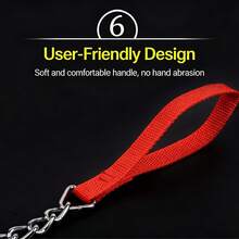 1pc 3.0/3.5mm Thick Iron Chain Pet Leash With Soft Black Woven Handle, 1.2m Length - Black - View 9