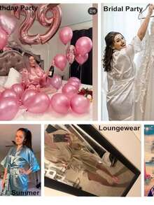 1件女款純色優雅繫帶短款浴袍，性感奢華緞面仿絲綢親膚柔軟睡衣，適合新娘早晨晨袍、伴娘禮服、婚前派對、婚禮造型攝影、居家浴袍、飯店度假休閒袍，閨蜜禮物，可調節腰帶 - 淺灰色 - 查看 5