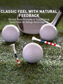 3 1/4" & 2 3/4" Golf Tee Wooden Tees, 10/20/50pcs Set, Durable With Colorful Striped Design To Maintain Consistent Height, 70mm Long Tees Suitable For Golfers - Multicolor - View 2