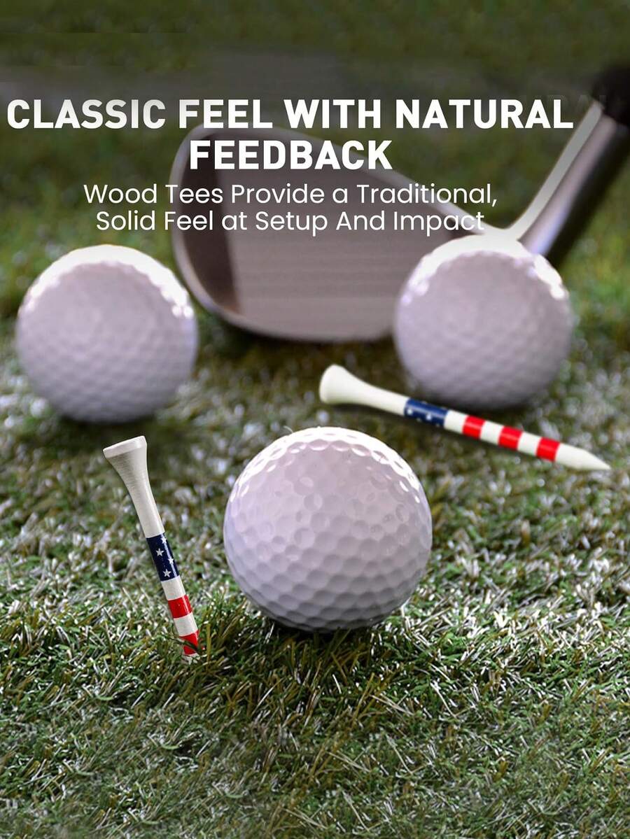 3 1/4" & 2 3/4" Golf Tee Wooden Tees, 10/20/50pcs Set, Durable With Colorful Striped Design To Maintain Consistent Height, 70mm Long Tees Suitable For Golfers