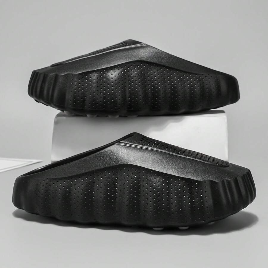 Men's Breathable Sandals, Soft Thick Sole Non-Slip Outdoor Comfortable Slides, Suitable For Beach, Trekking, Summer - Black - View 1