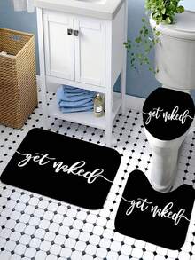 1/3/4 Pcs Black Printed Shower Curtain Set, Non-Slip Bath Mat, U-Shaped Toilet Mat, Toilet Lid Cover, Bathtub Curtain, Bathroom Accessories With 12 Hooks, Bathroom Home Decor, Shower Curtain Set, Bathroom Decor, Home Decor - A - View 22