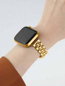 Stainless Steel Watch Band Compatible With  41mm 40mm 38mm 45mm 44mm 42mm, Fits  Series 10/9/8/7/6/5/4/3/2/1/SE/SE2, Slim Luxury Band + Screen Protector UNBJ - Gold - View 5
