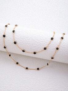 imoli 1 Set Rhinestone Anklet And Rhinestone Edged Necklace Jewelry Set - 15633-2-black - View 6