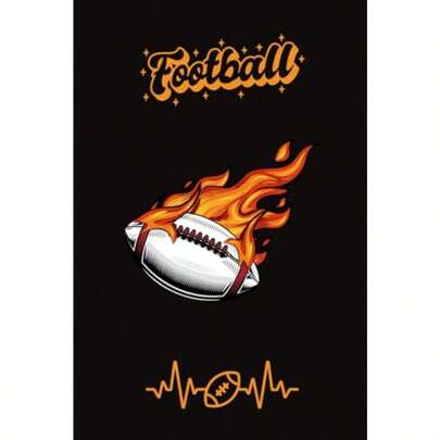 American Football Journal Notebook Football Flame Cover Sport 100 Lined Pages