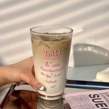 1个带盖吸管的玻璃杯，可重复使用，适用于冰咖啡、保温透明水杯，印有“Voilà! C'est Exactement Ce Qu'il Me Fallait”（瞧！这就是我做不到的事），防漏旅行杯，适合盛装咖啡、奶茶和冰沙，适合日常、办公室、家庭和咖啡馆使用，是送给朋友、家人和母亲的理想礼物。 - 彩色 - 查看 7