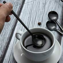 Black Coffee Spoons, Dessert Spoons, Teaspoons, Appetizer Spoons - Set Of 10, 5.24 Inches - 查看 3