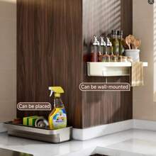 1 Set - Wall-Mounted Kitchen Storage Rack With Sponge Holder And Dish Rack - Durable PP Plastic Space-Saving Sink Storage Rack For Sponge, Soap, Towel - Faucet Mounted, Modern Design, Kitchen Sink Accessories - Multicolor - View 10