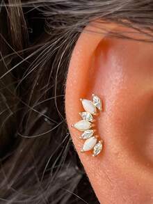 EleRunis 1 chiếc khuyên tai sụn phẳng hình ngôi sao và trái tim bất đối xứng bằng bạc Sterling 925, thích hợp đeo hàng ngày, làm quà tặng cho phụ nữ nhân dịp Ngày của Mẹ, đám cưới, tiệc tùng, lễ đính hôn, kỷ niệm, Ngày Valentine. - Vàng - Xem 37
