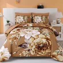3 Pieces Brown Floral Print Comforter Doona Sets Double Queen King Bedding Set With 2 Pillowcases,3Pcs Soft & Comfortable Botanical Flower Lightweight Quilted Bedding Set With Polyester Filling,Room Decor,Machine Washable,All Season,Wedding Gift - Brown - View 34
