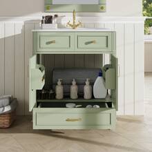 Vanity Unit With Ceramic Basin, Soft-Close Drawer, Modern Bathroom Furniture Offering Ample Storage Space, Metal Handles And Overflow Protection, 81 * 45.5 * 86.5 Cm, Green - Mint Green - View 3