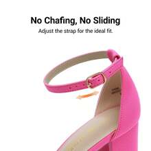 Women Ankle Strap Low Heel Pump Sandals - Open Toe, Chunky Block Heel, Comfortable Pump Shoes With Adjustable Ankle Strap For Casual And Formal Wear, For Party, Wedding, Prom - Hot Pink - View 7