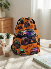 1pc Drawstring Closure Backpack, Multi-Scenario, Super Large Capacity, Ultra-Lightweight, , Fashionable, Foldable Storage Bag, Cartoon Car Print Drawstring Fitness Sports Backpack, Dustproof Storage, Suitable For Outdoor, Fitness, Daily Commute And School Use - Multicolor - View 6