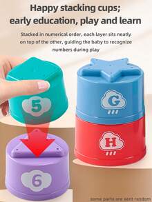 Fun Educational Stacking Cups Toy Cute Hands-On Children Stacking Cups Toy Set Layered Stacking Children Educational Color Toy Classification Stacking Training Toy Role Play Toy Parent-Child Interaction Toy Children Gift Recommendation Stacking Toy Boys Girls Birthday Gift Holiday Gift (Random Color Stacking Cups) - Multicolor - View 7