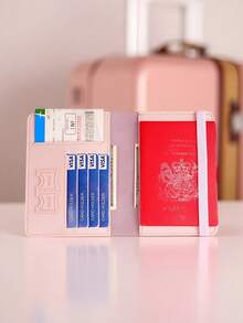 SANRIO 1个可打印的旅行护照夹，多卡位护照套，带登机牌夹层，可爱旅行配件，女士旅行护照套，轻便防水，飞机便携，度假旅行必备，夏季旅行必备 - 彩色 - 查看 4