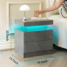 Mesita de noche de estilo moderno con dos cajones, fácil montaje, amplio espacio de almacenamiento, adecuada para dormitorios y salas de estar. - Gris Oscuro - Ver 4